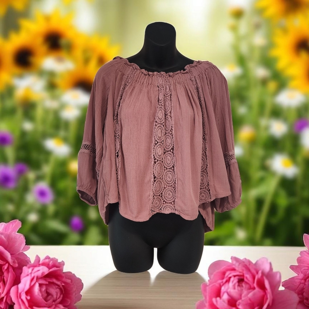 American Eagle Mauve Pink off the shoulder top XL - Picture 8 of 8